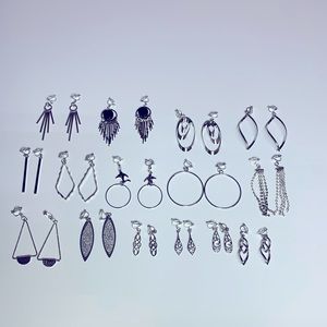 15 pairs of clip on earrings dangle hoops bars twist celtic new